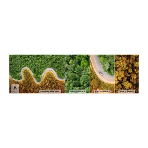Amostra de papel de parede autocolante Deluxe Sticker - Fronteiras e descobertas - Paisagem, Estrada do carro, Floresta - 100x30 cm