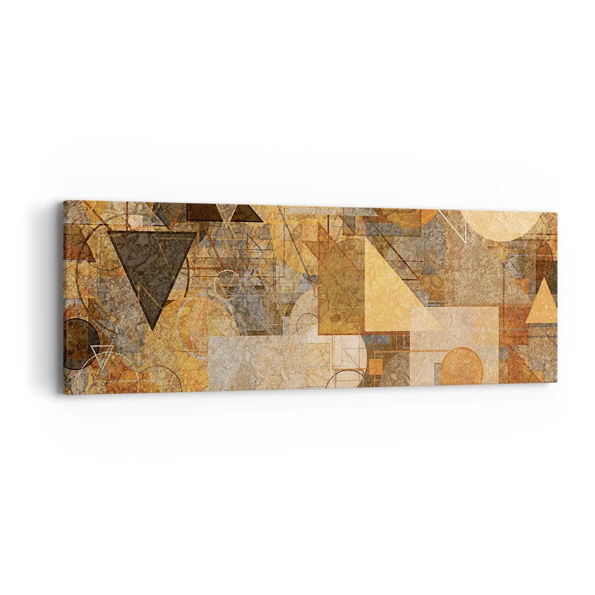 Quadro em tela - Estudo Cubista em Bronze - 90x30 cm