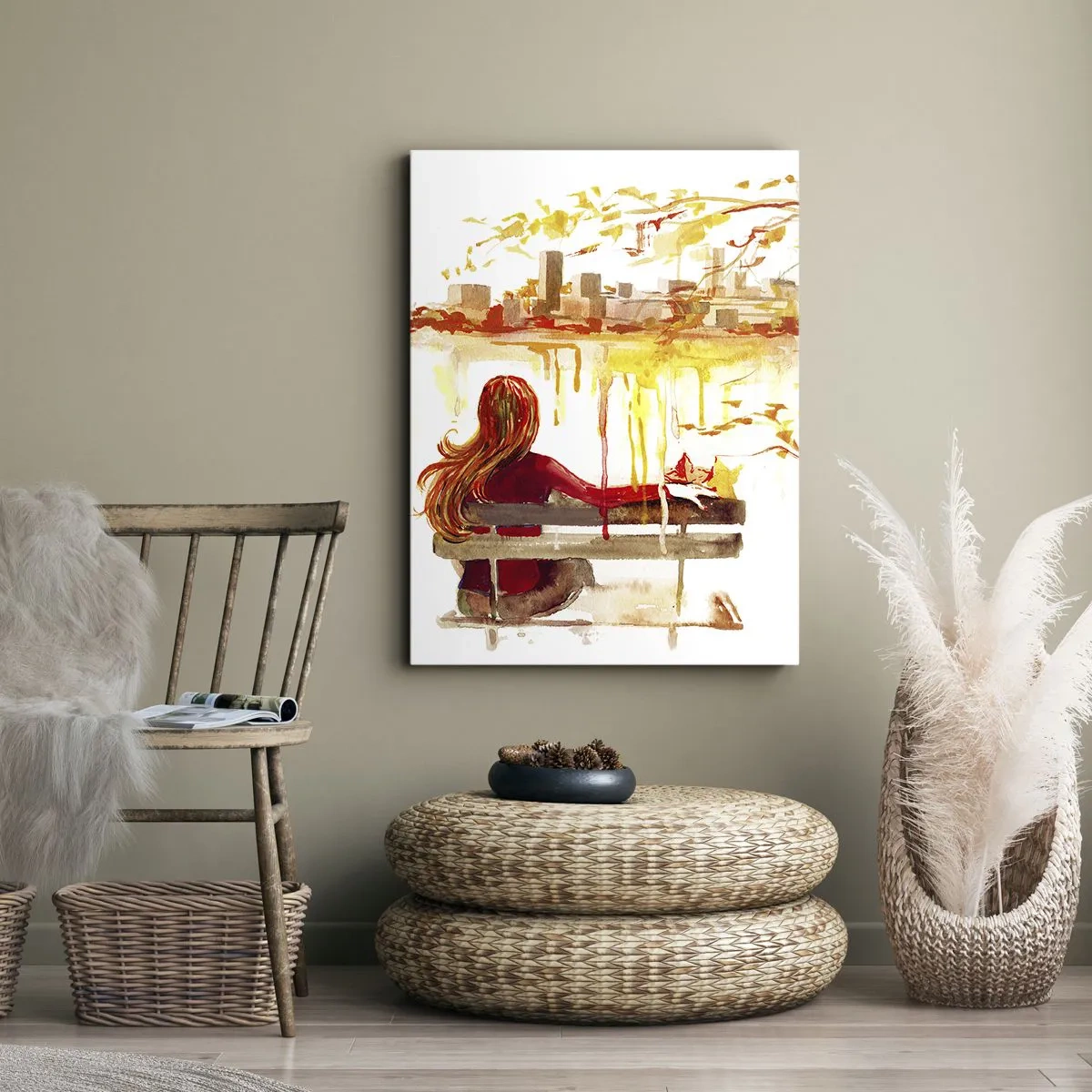 Quadro em tela - Um momento de reflexão - 55x100 cm