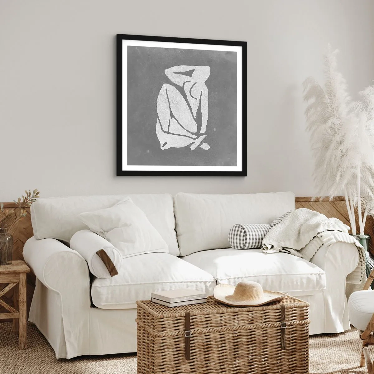 Pôster com moldura preta - Nos pensamentos - 60x60 cm