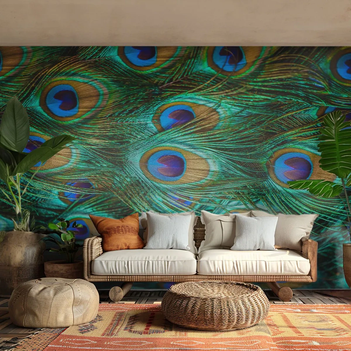 Papel de Parede Standard Eco - Um olhar de pavão - Abstração, Penas de pavão, Pena de ave - 400x280 cm