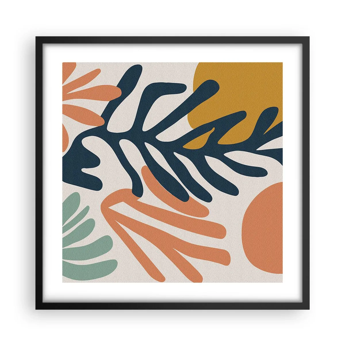 Pôster com moldura preta - Mares de coral - 50x50 cm
