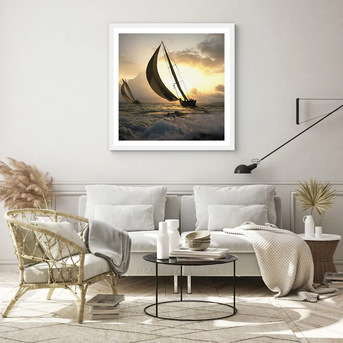 Pôster em moldura branca - Com o vento e contra o vento - 60x60 cm