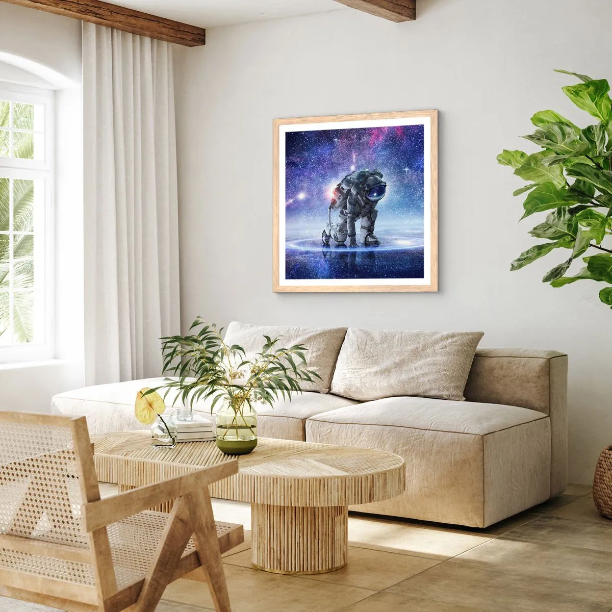 Pôster com moldura de carvalho claro - Céu estrelado acima de mim - 50x50 cm