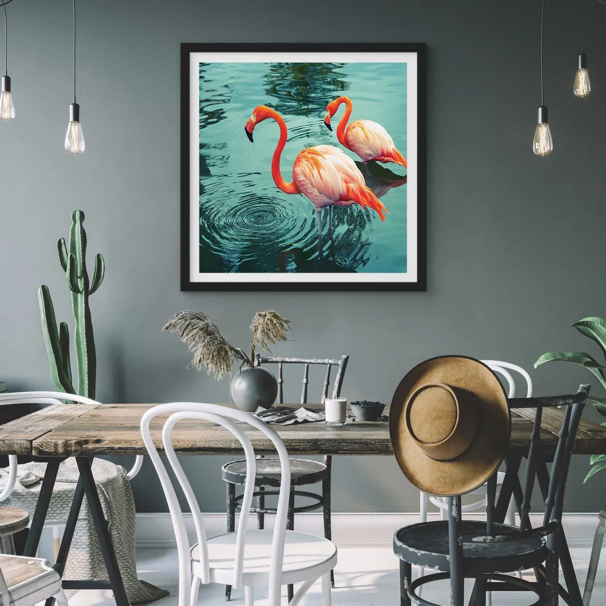 Pôster com moldura preta - Estamos na moda agora - 60x60 cm