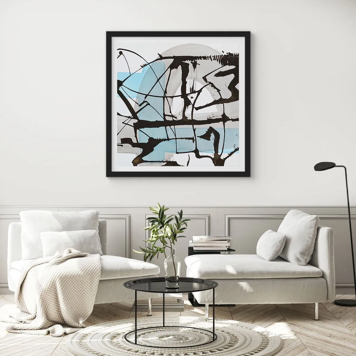 Pôster com moldura preta - Azul mesmo assim - 40x40 cm