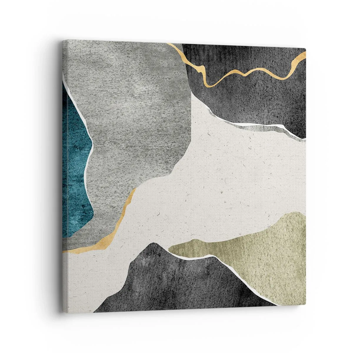 Quadro em tela - Composição de mosaico com fio de ouro - 30x30 cm