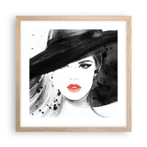 Pôster com moldura de carvalho claro - Dama de Preto - 40x40 cm