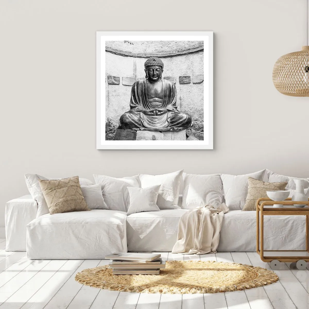 Pôster em moldura branca - Na fonte da paz - 30x30 cm