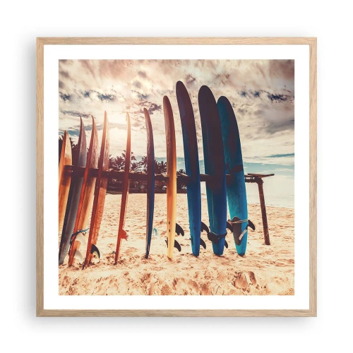 Pôster com moldura de carvalho claro - Boa noite, até amanhã - 60x60 cm