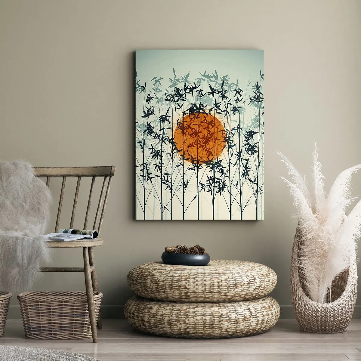 Quadro em tela - Sol japonês - 45x80 cm