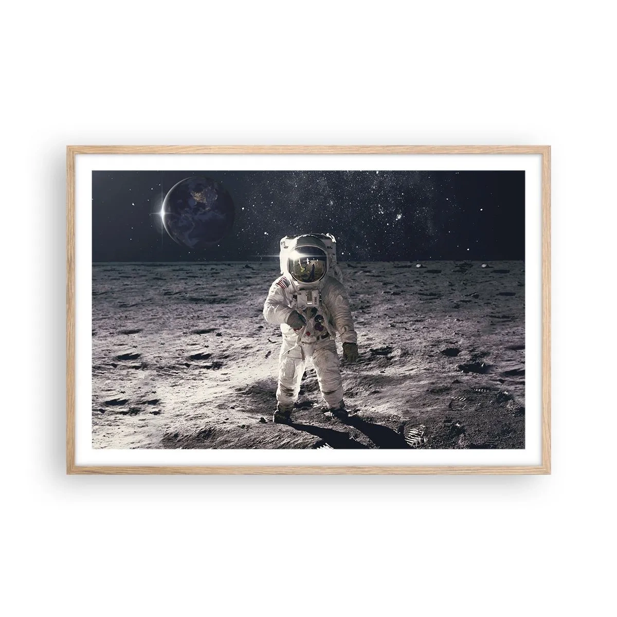 Pôster com moldura de carvalho claro - Saudações da Lua - 91x61 cm