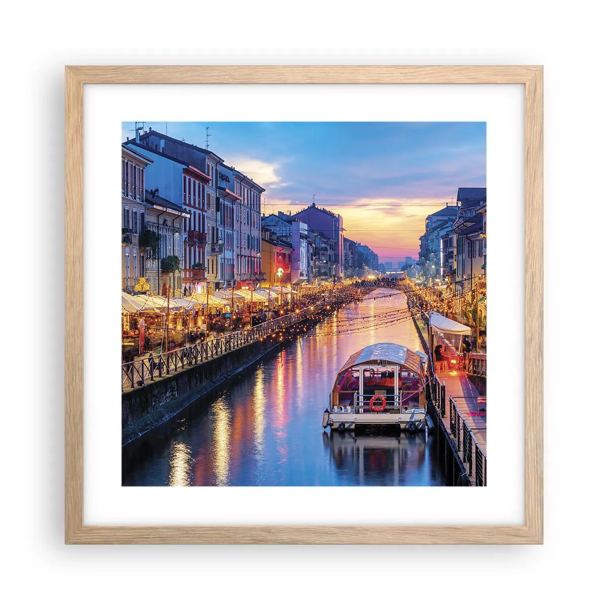 Pôster com moldura de carvalho claro - Uma noite de luz e diversão - 40x40 cm