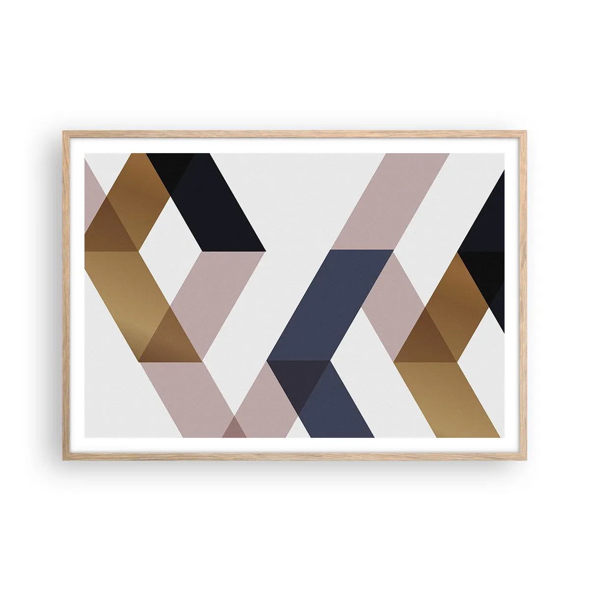 Pôster com moldura de carvalho claro - Planos e ângulos - 100x70 cm