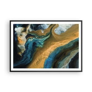 Pôster com moldura preta - Azul – amarelo – influências mútuas - 100x70 cm