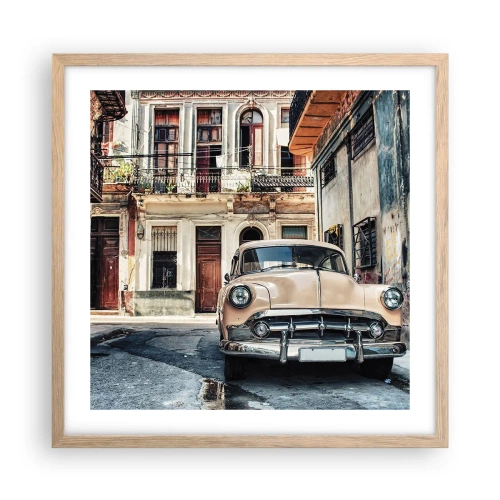 Pôster com moldura de carvalho claro - Siesta em Havana - 50x50 cm