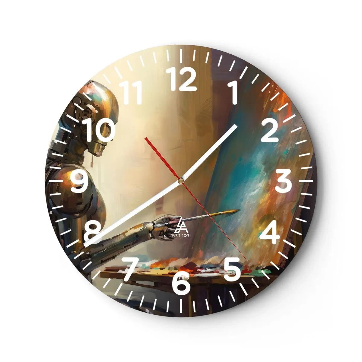 Relógio de parede - Relógio em vidro - A arte do futuro - 40x40 cm