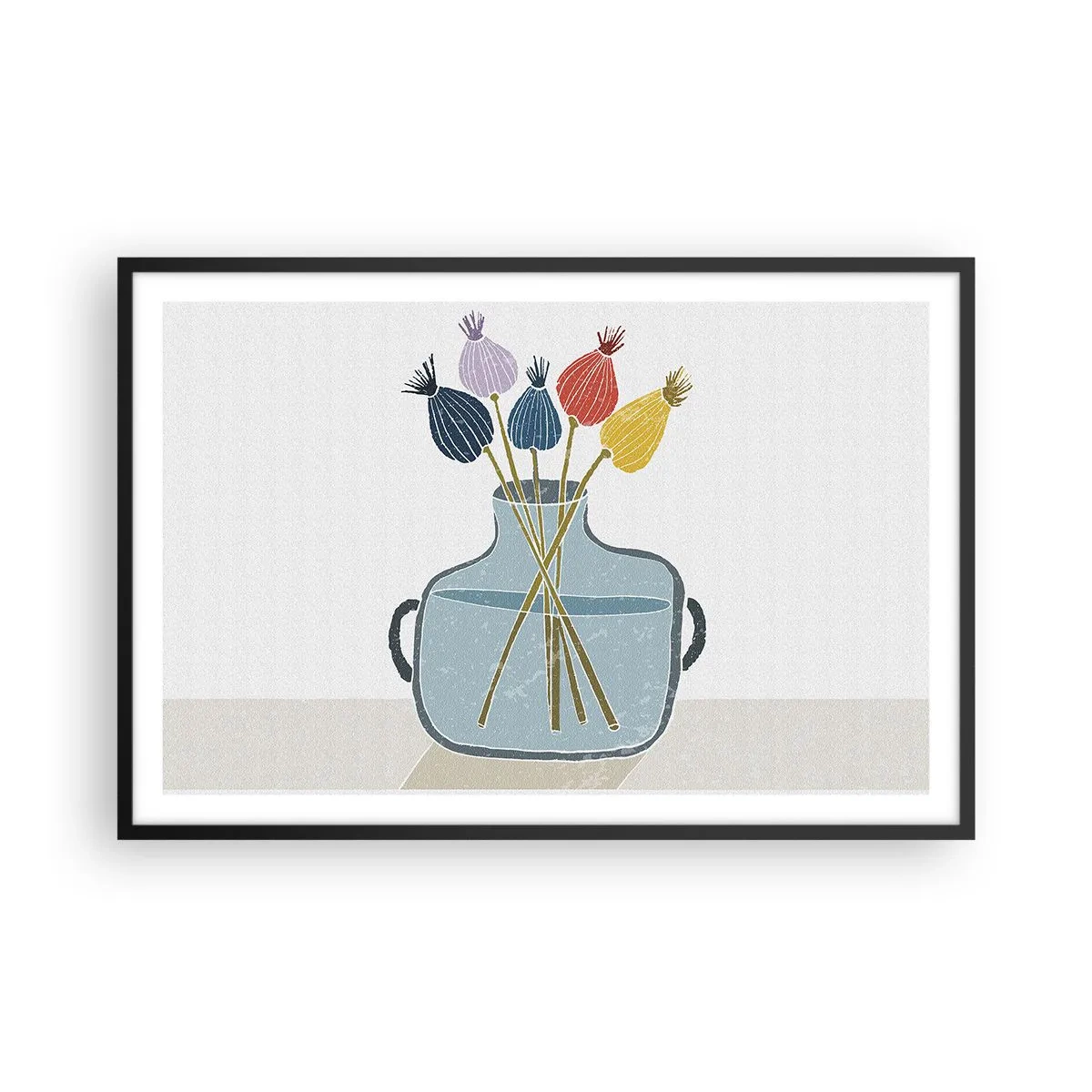 Pôster com moldura preta - Como semeou a papoula - 91x61 cm