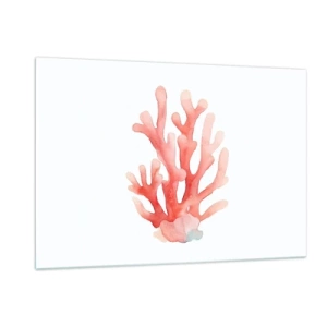 Quadro em vidro - Coral de cor coral - 120x80 cm