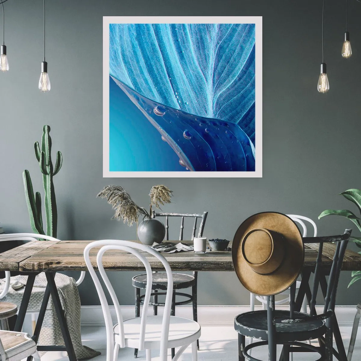 Pôster - Gotas escondidas no azul - 40x40 cm