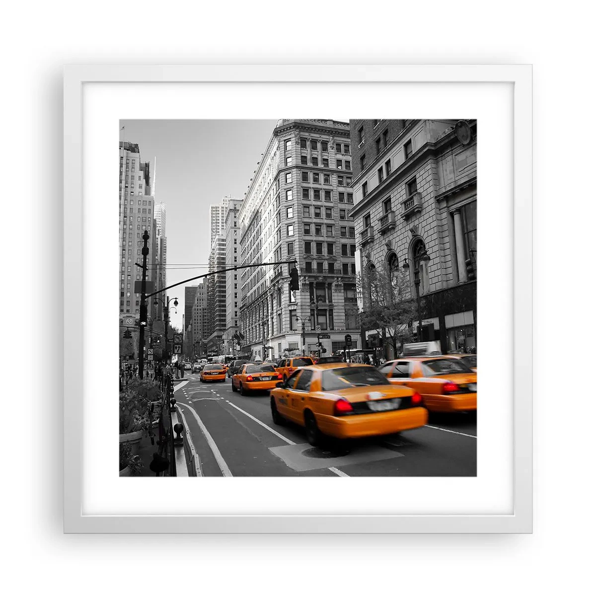 Pôster em moldura branca - Sol da cidade grande - 40x40 cm