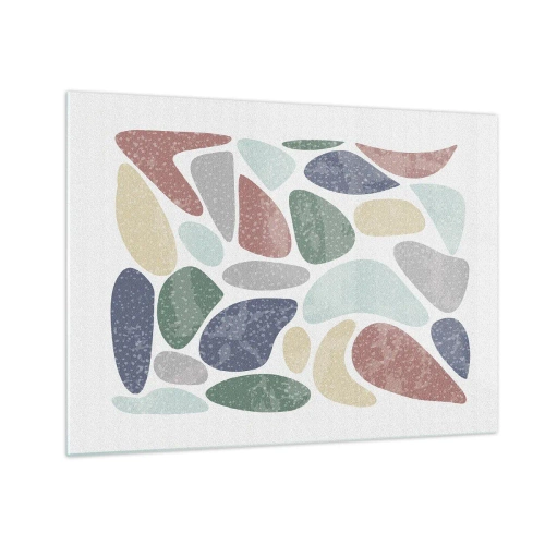 Quadro em vidro - Pedras decorativas em cores em pó em forma de mosaico - 70x50cm - Um mosaico de cores em pó - Decoração de parede moderna para a sala de estar e quarto ARTTOR