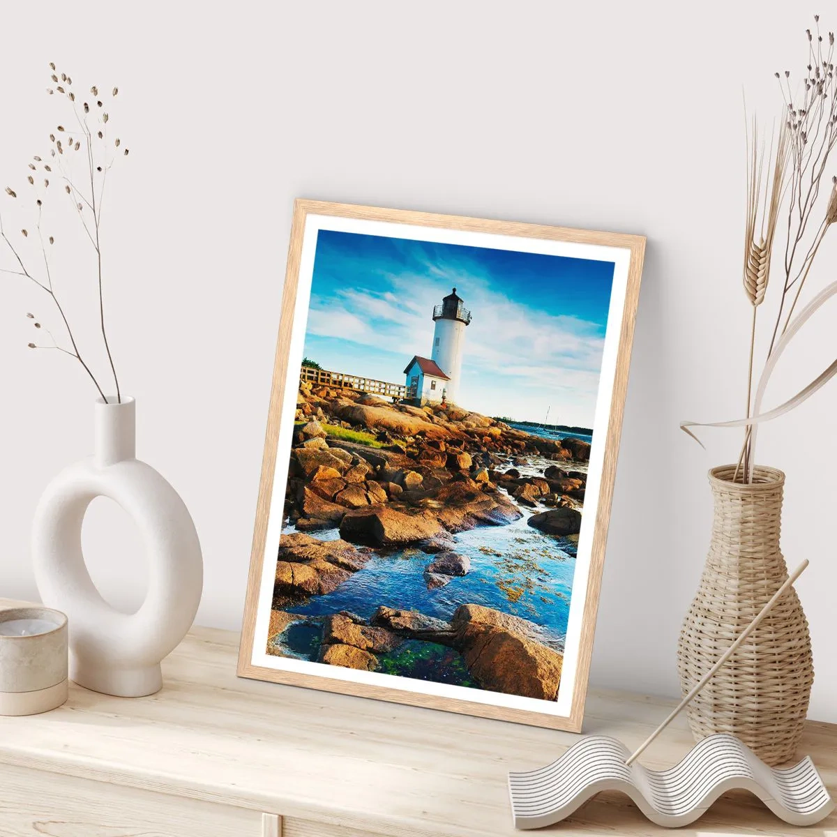 Pôster com moldura de carvalho claro - Voltem bem, estou à espera - 61x91 cm