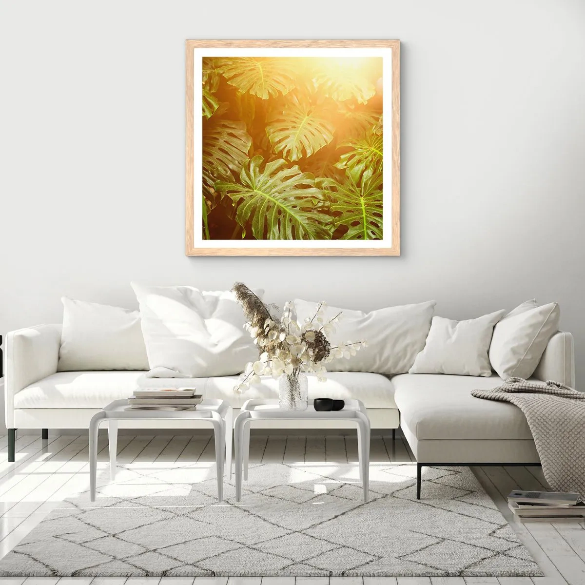 Pôster com moldura de carvalho claro - Um mergulho na vegetação - 40x40 cm