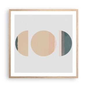 Pôster com moldura de carvalho claro - Círculo entre círculos - 60x60 cm