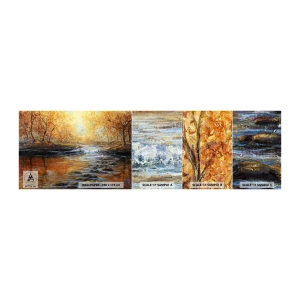 Amostra de papel de parede autocolante Deluxe Sticker - Riacho Dourado - Paisagem, córrego da montanha, Floresta - 100x30 cm