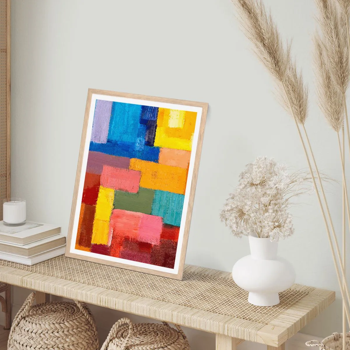 Pôster com moldura de carvalho claro - Cada um diferente, todos coloridos - 61x91 cm