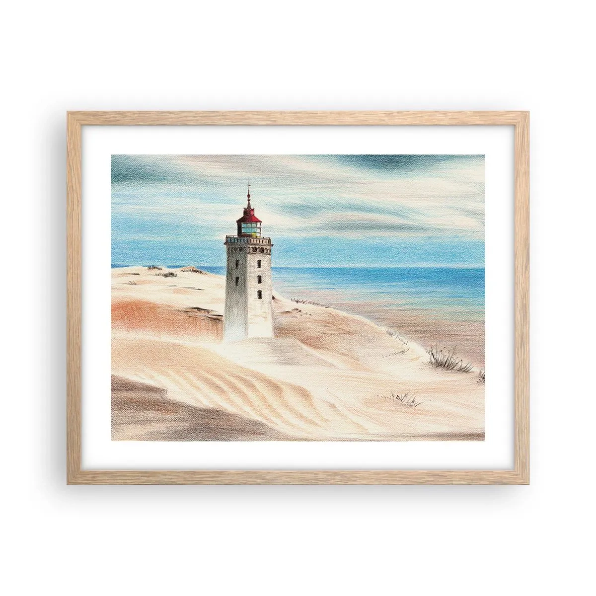 Pôster com moldura de carvalho claro - Sempre a olhar para o mar - 50x40 cm