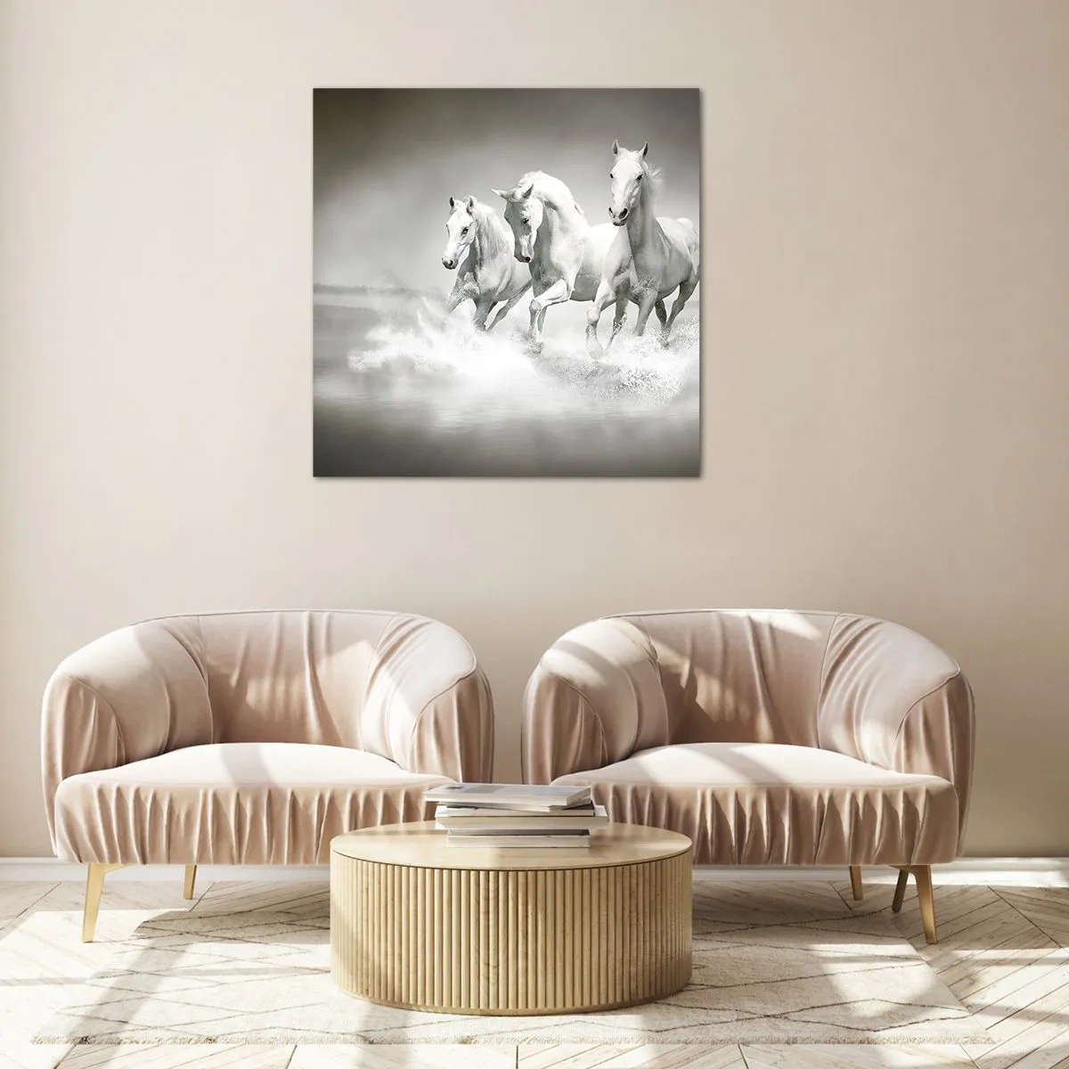 Quadro em vidro - Loucura branca - 70x70 cm