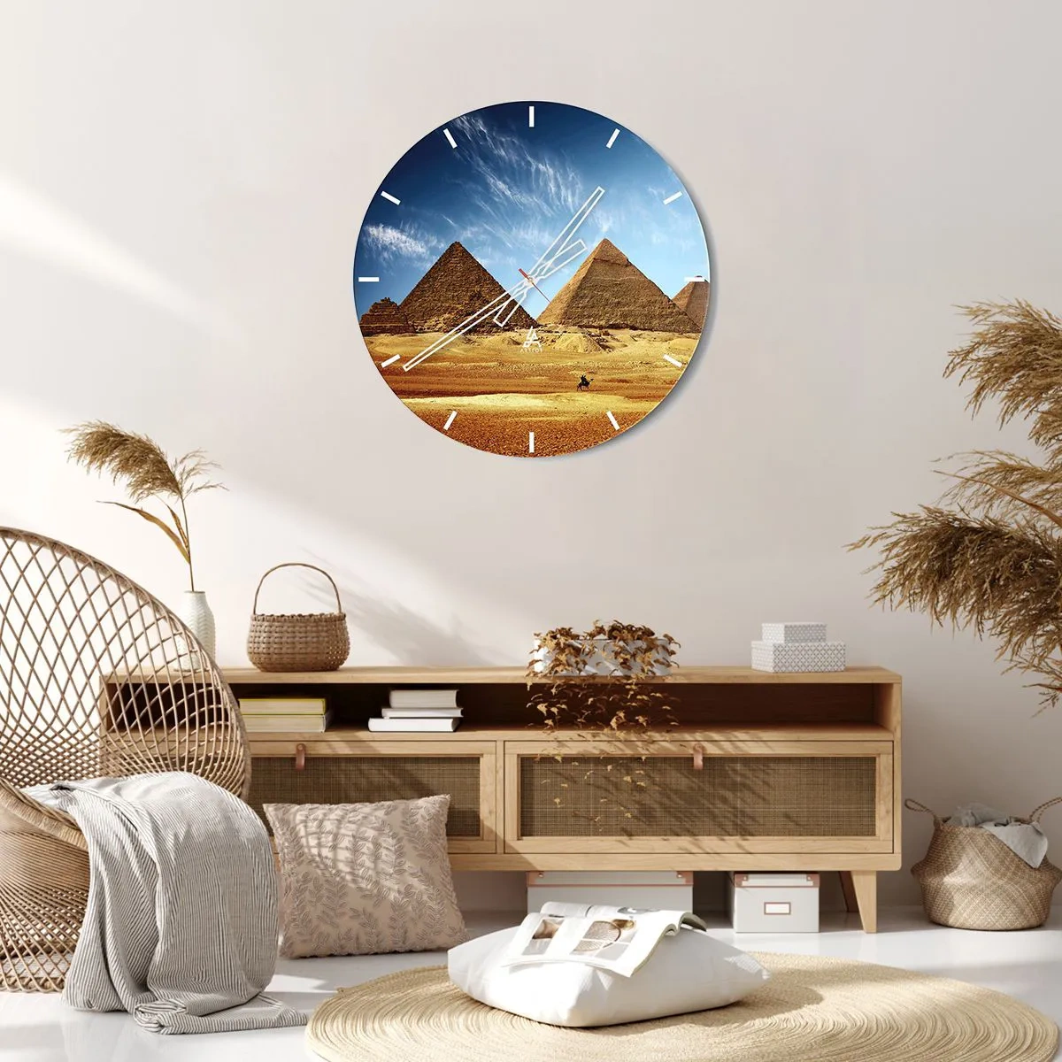 Relógio de parede - Relógio em vidro - 40 séculos vos contemplam - 40x40 cm