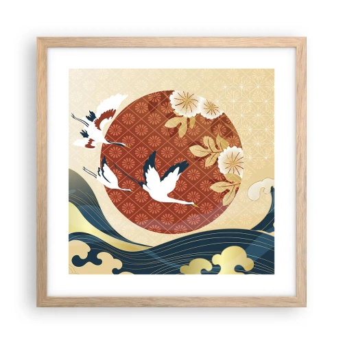 Pôster com moldura de carvalho claro - Conto de fadas japonês - 40x40 cm