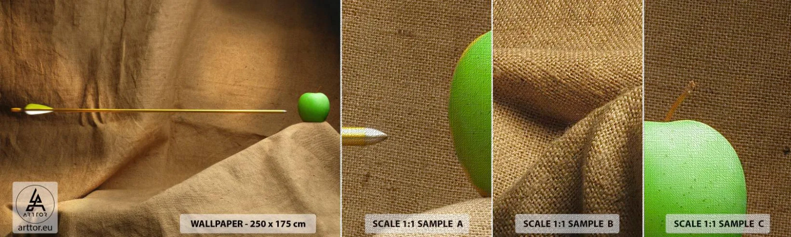 Amostra de papel de parede Premium Canvas - Invocando o espírito de Wilhelm Tell - Gráficos, Abstração, Flecha de tiro com arco - 100x30 cm