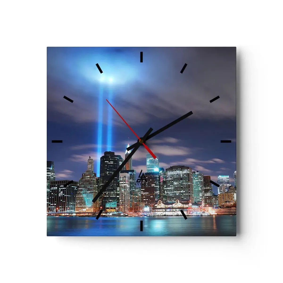 Relógio de parede - Relógio em vidro - Alcançar o céu com a luz - 40x40 cm