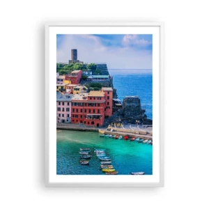 Pôster em moldura branca - Cidade mágica mediterrânea - 50x70 cm