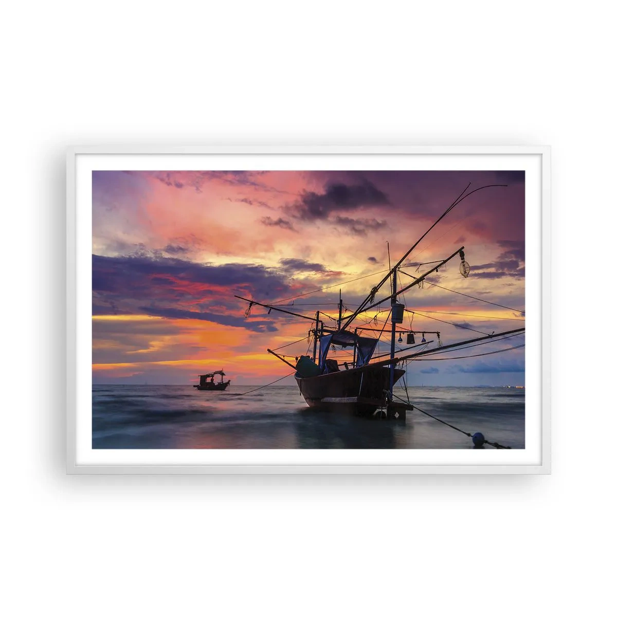 Pôster em moldura branca - Noite exótica - 91x61 cm