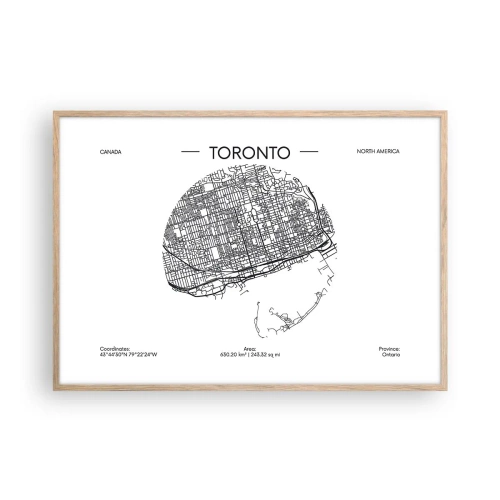 Pôster com moldura de carvalho claro - Anatomia de Toronto - 100x70 cm