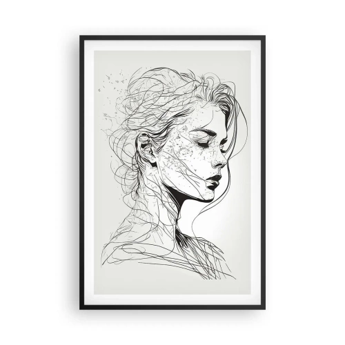Pôster com moldura preta - Retrato em pensamento - 61x91 cm