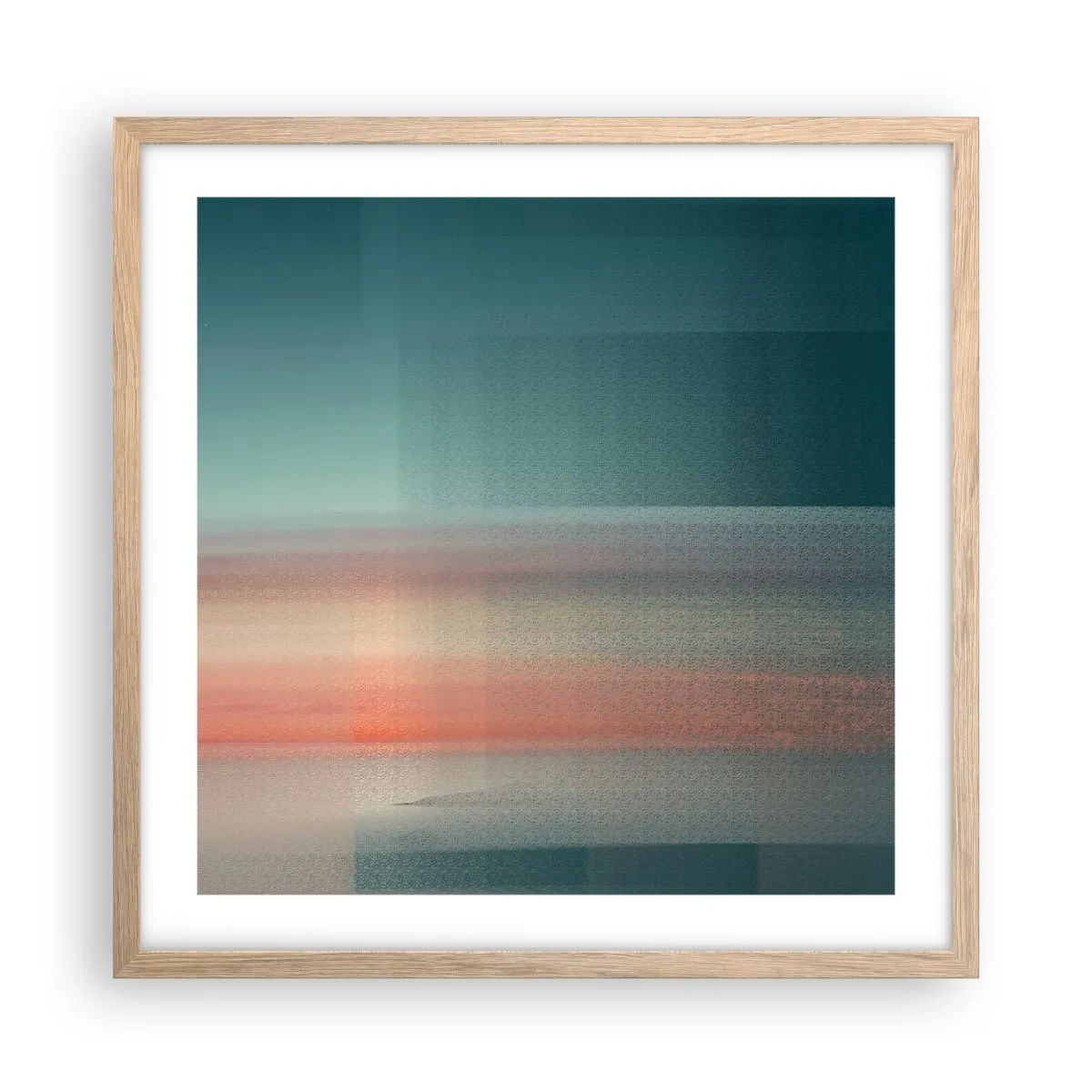 Pôster com moldura de carvalho claro - Resumo: ondas de luz - 50x50 cm
