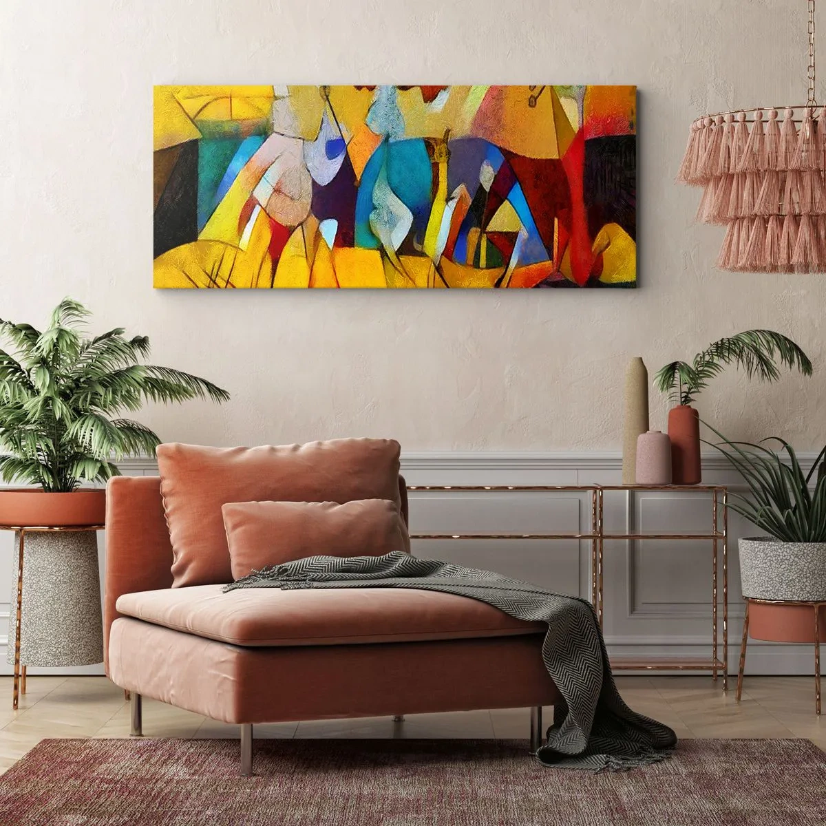 Quadro em tela - Sol - vida - alegria - 160x50 cm
