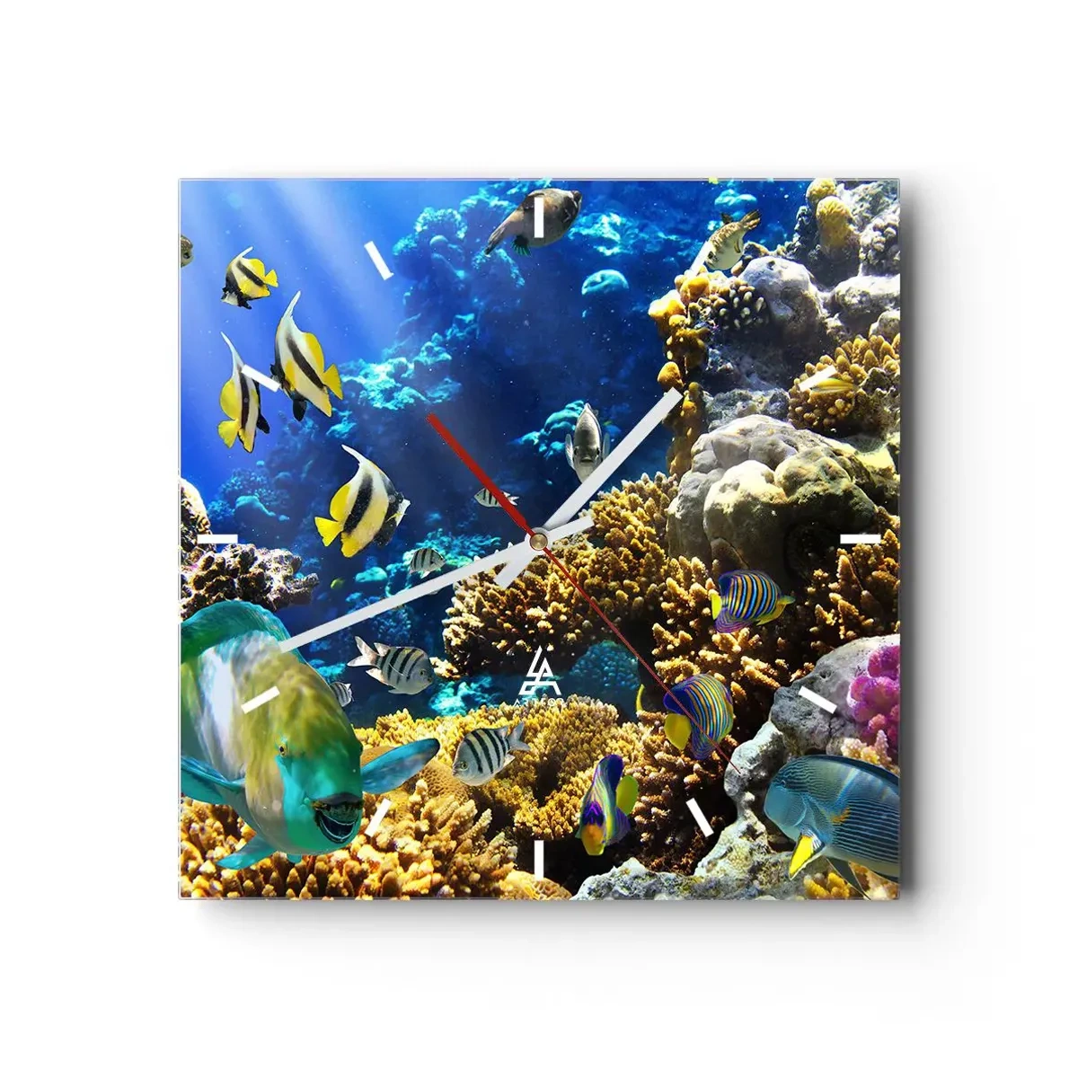 Relógio de parede - Relógio em vidro - Tráfego intenso no percurso de férias - 30x30 cm