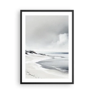 Pôster com moldura preta - Uma praia minimalista em tons de cinza - 50x70cm - Juntos para sempre - Decoração de parede moderna para a sala de estar e quarto ARTTOR