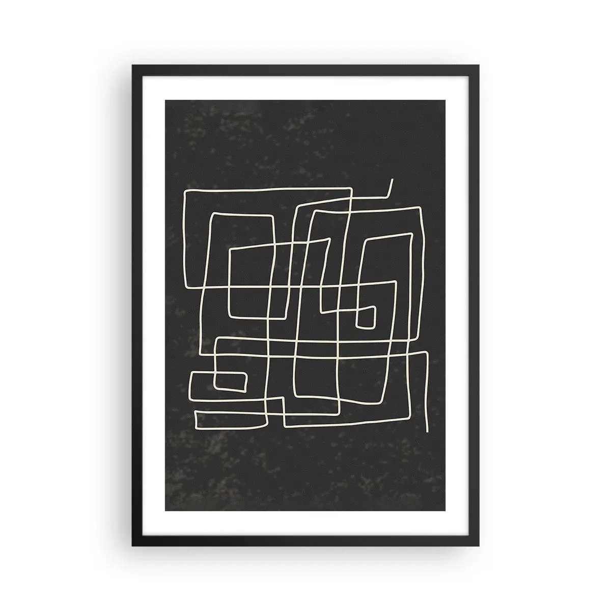 Pôster com moldura preta - Abstração geométrica em fundo preto - 50x70cm - Não é tão simples - Decoração de parede moderna para a sala de estar e quarto ARTTOR