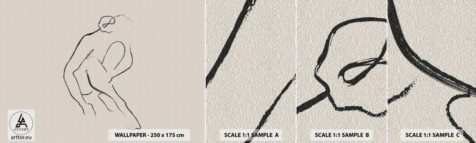 Amostra de papel de parede autocolante Deluxe Sticker - Esboço íntimo - Minimalismo, Agir, Mulher - 100x30 cm