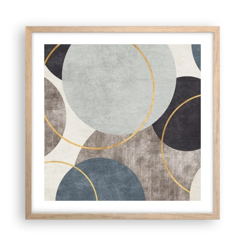 Pôster com moldura de carvalho claro - Roda por roda - 50x50 cm