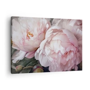 Quadro em tela - Delicadas peônias rosas em plena floração - 70x50cm - Parou no florescer - Decoração de parede moderna para a sala de estar e quarto ARTTOR