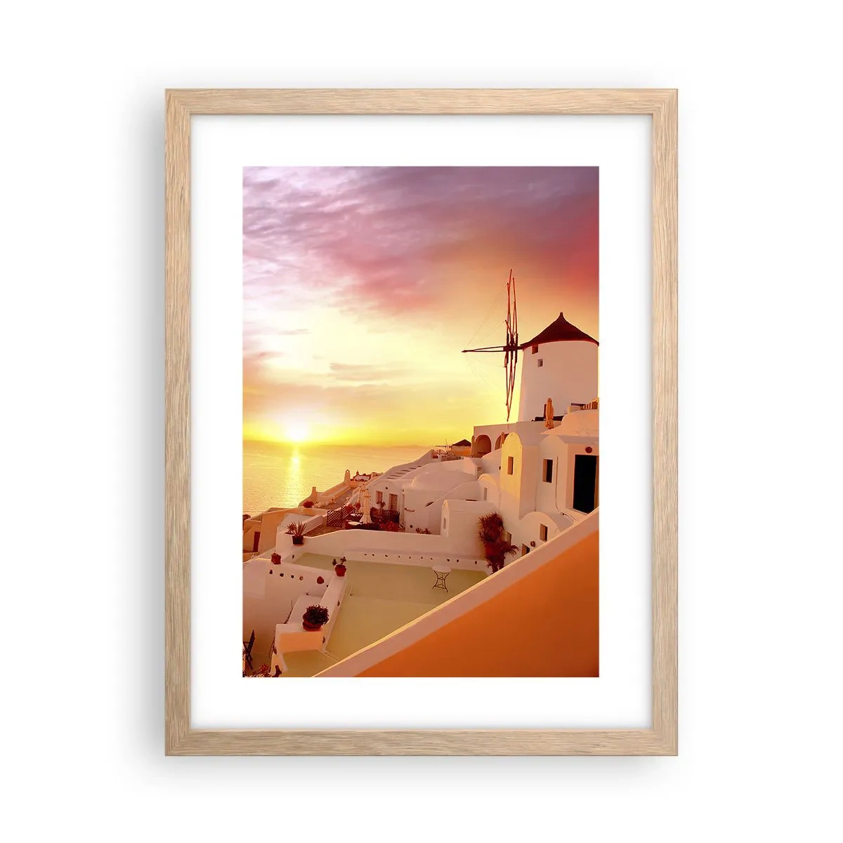 Pôster com moldura de carvalho claro - Derreter em branco e ouro - 30x40 cm